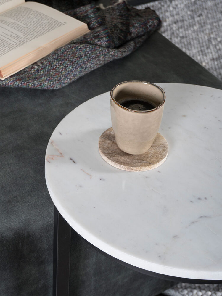 Laptoptafel Mitch Marmer Rond - Wit/Zwart