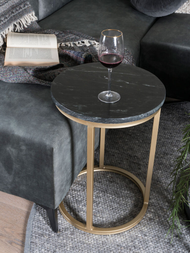 Laptoptafel Mitch Marmer Rond - Zwart/Goud