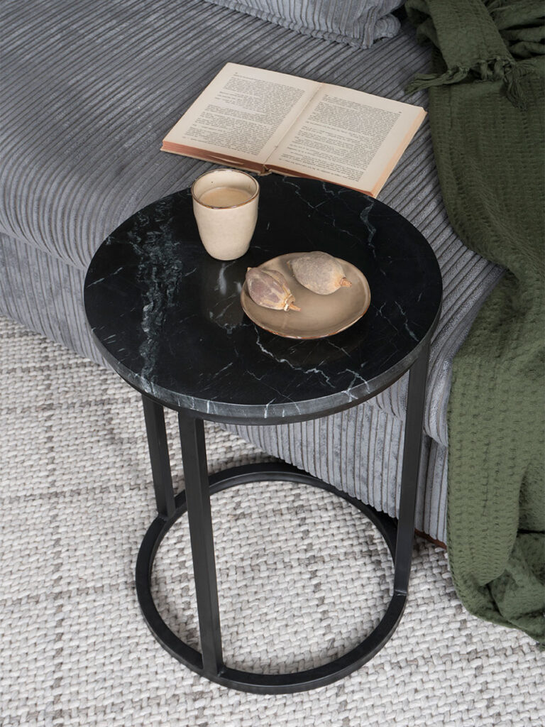 Laptoptafel Mitch Marmer Rond - Zwart/Zwart