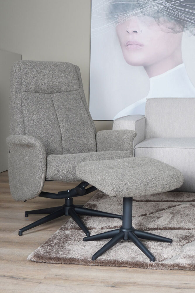 Relaxfauteuil Bindy + Hocker - Bouclé - Brown