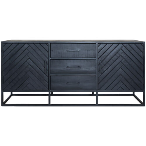 Dressoir Rune Visgraat - Zwart Mangohout - 170 cm