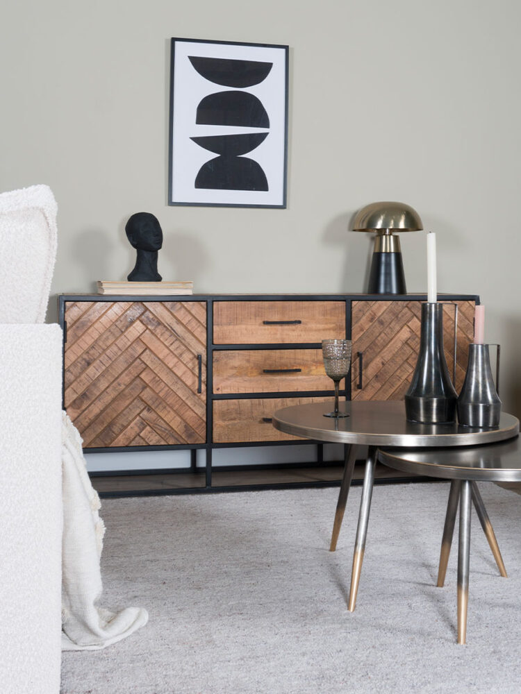 Dressoir Rune Visgraat - Bruin Mangohout - 170 cm