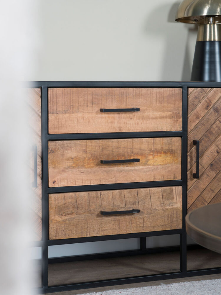 Dressoir Rune Visgraat - Bruin Mangohout - 170 cm - Afbeelding 6