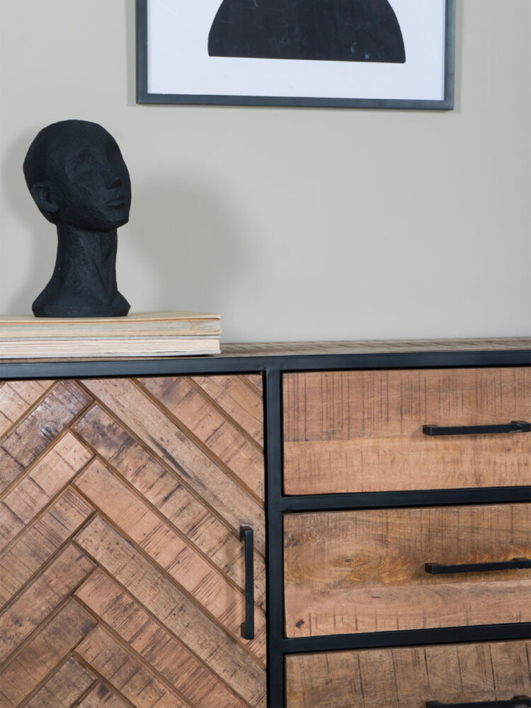 Dressoir Rune Visgraat - Bruin Mangohout - 170 cm