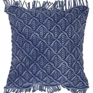 Kussen Macramé Blue 50 x 50 cm
