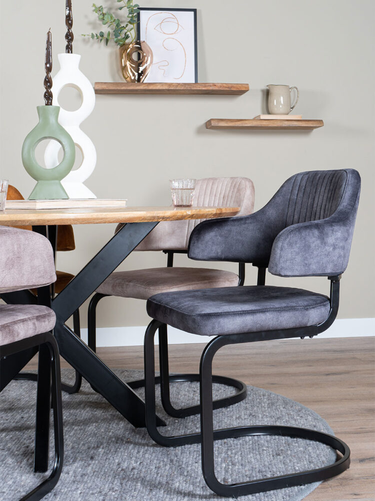 Eetkamerstoel Fox Antraciet 01 - Vintage Velvet