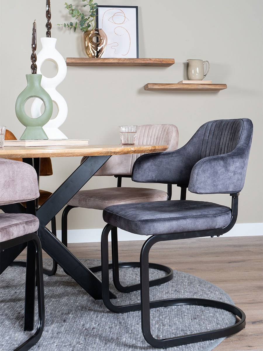 Eetkamerstoel Fox Antraciet 01 - Vintage Velvet