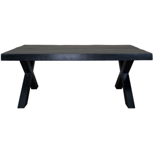 Eettafel Deks 240 cm - X-poot - Zwart Mangohout