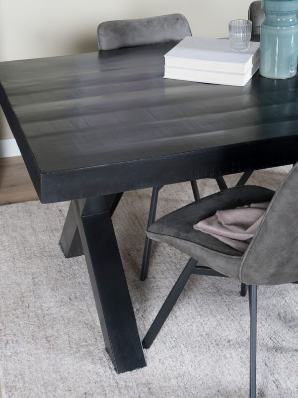 Eettafel Deks 240 cm - X-poot - Zwart Mangohout - Afbeelding 7