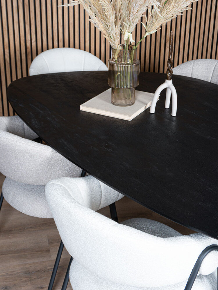 Eettafel Tinus Zwart - Kiezelvormig 240 cm