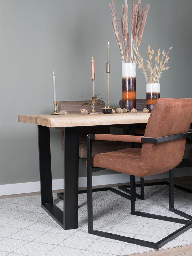 Eettafel Uvra 180 cm - u poot - Mangohout Naturel