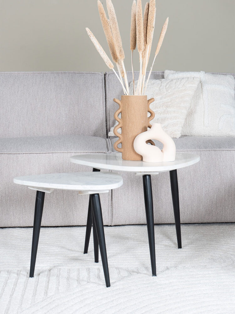 Salontafel Milou - Marmer - Set van 2 Klein