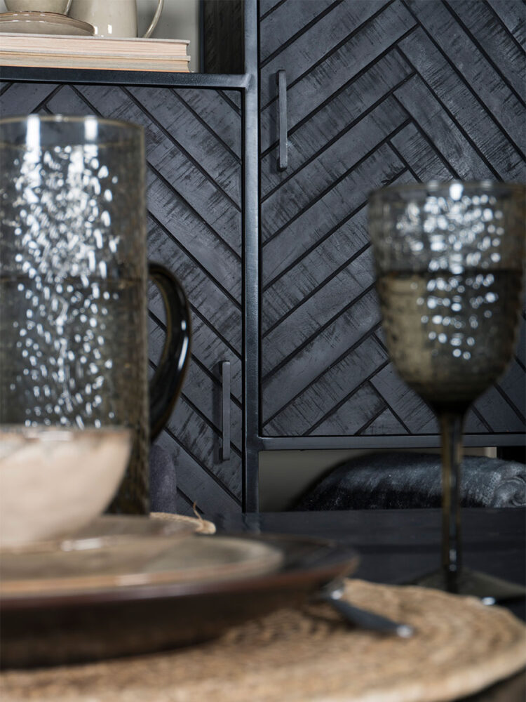 Kast Radu Visgraat - Zwart Mangohout - 180 x 100 cm