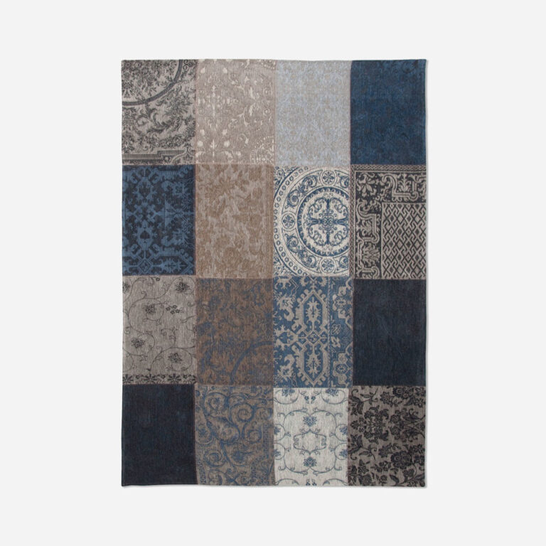 Louis de Poortere Vloerkleed - Vintage Patchwork Blue Denim 8108 - 170 x 240 cm