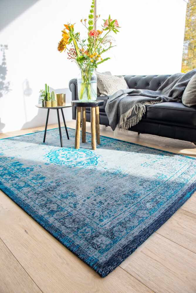 Louis de Poortere Vloerkleed - Fading World Grey Turquoise 8255 - 170 x 240 cm