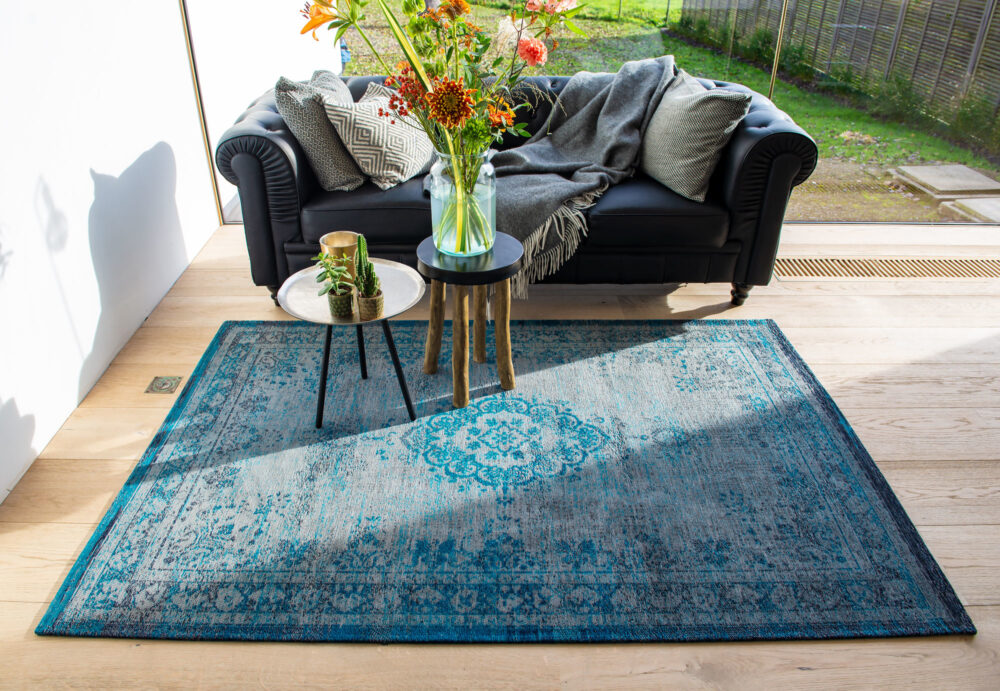 Louis de Poortere Vloerkleed - Fading World Grey Turquoise 8255 - 170 x 240 cm