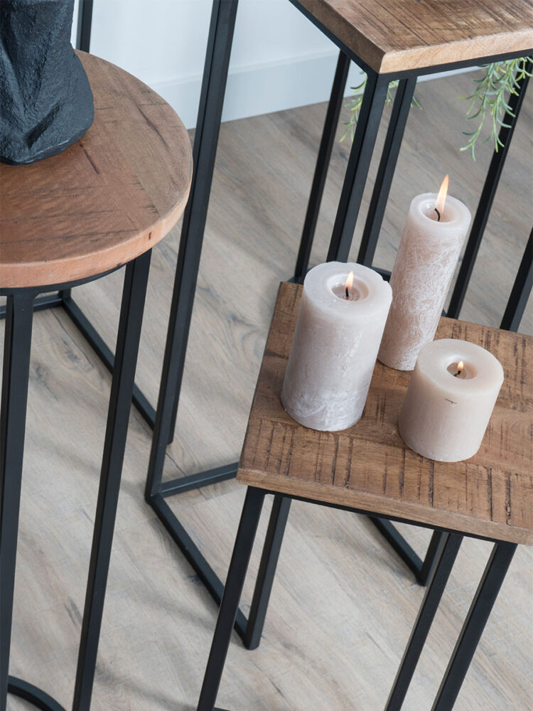 Plantentafels Sam Vierkant - Set van 3 - Bruin Mangohout