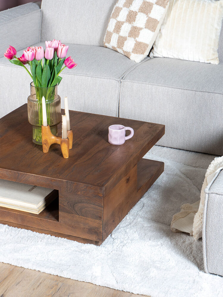 Salontafel Bram - Espresso Mangohout - 80 x 80 cm - Afbeelding 8