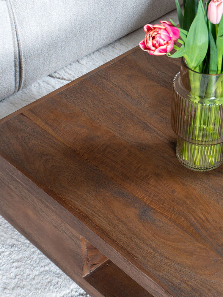 Salontafel Bram - Espresso Mangohout - 80 x 80 cm - Afbeelding 7