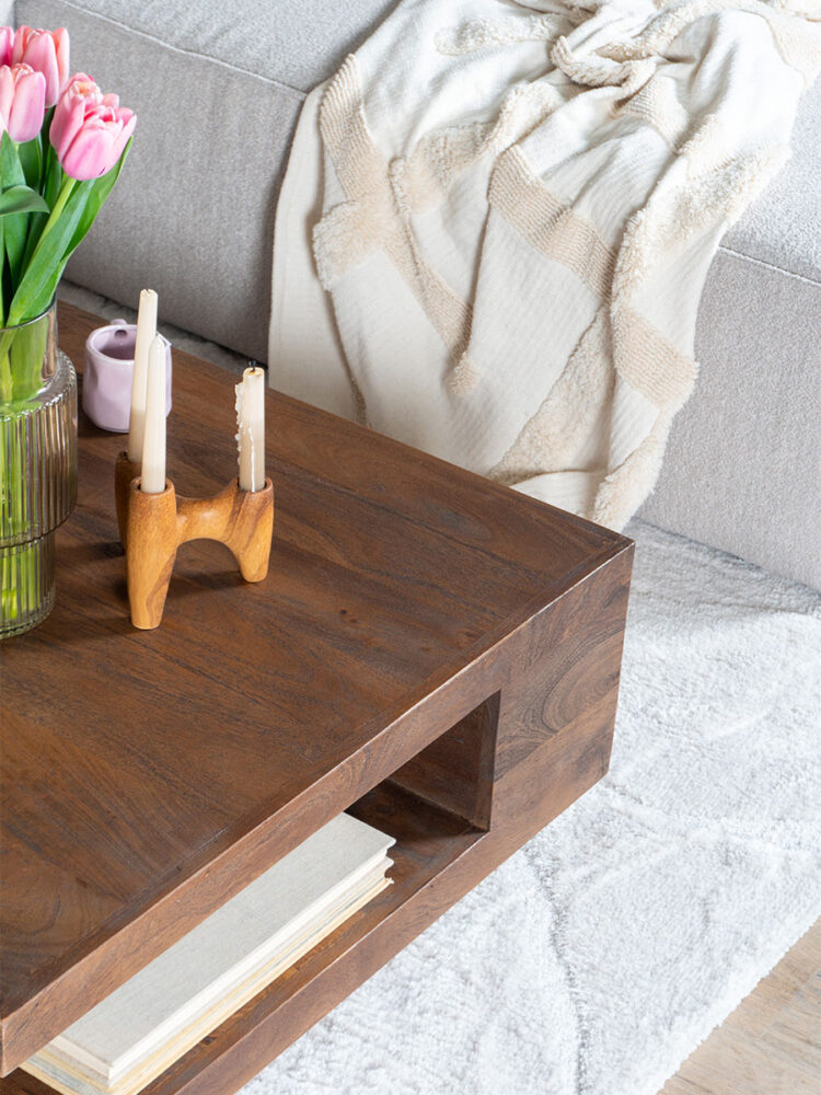 Salontafel Bram - Espresso Mangohout - 80 x 80 cm - Afbeelding 6