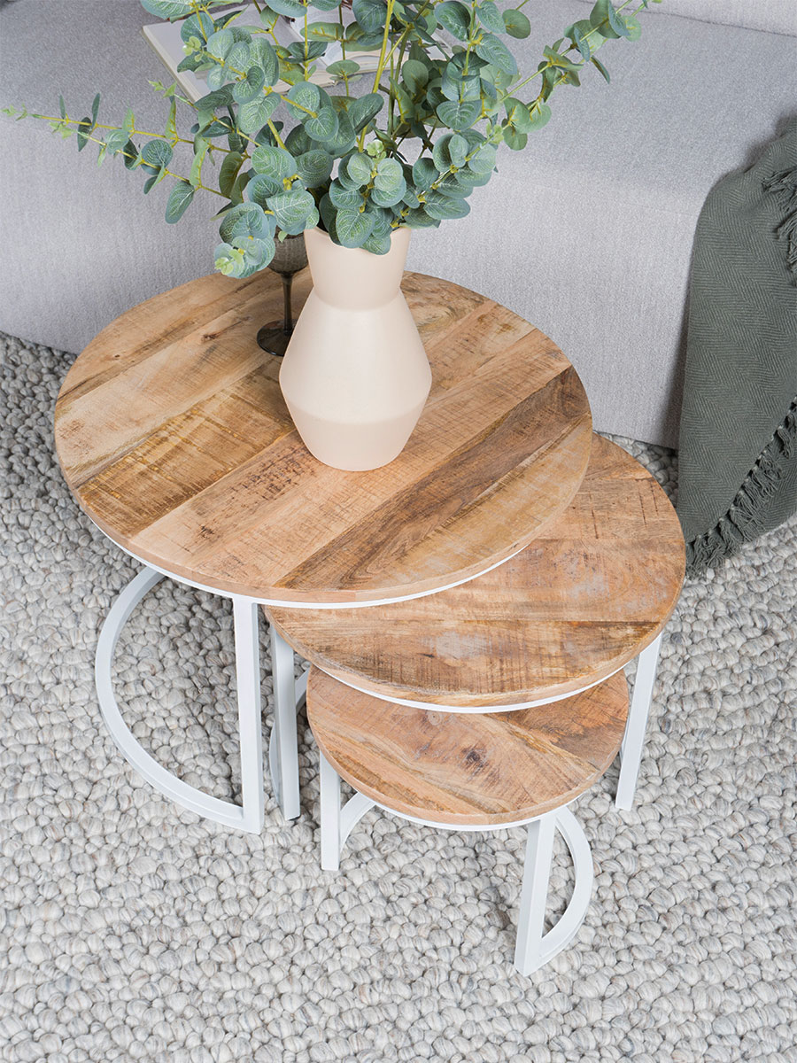 Salontafel Set van 3 - Industriële Salontafelset Erjan - Wit