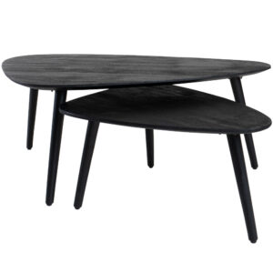 Salontafel Jamal - Zwart Mangohout - Set van 2