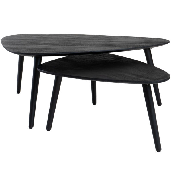 Salontafel Jamal - Zwart Mangohout - Set van 2