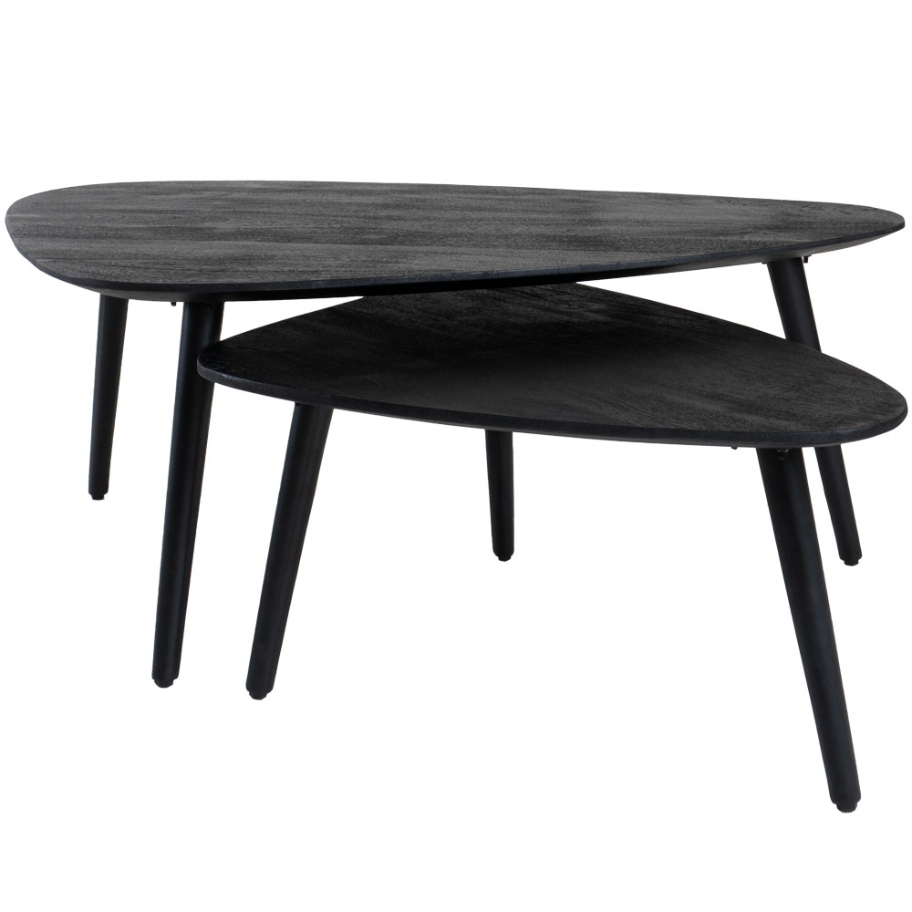 Salontafel Jamal - Zwart Mangohout - Set van 2