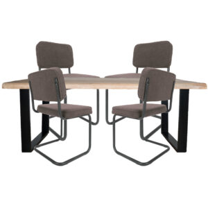 Set - Eettafel Uvra 180 cm + 4 x Eetkamerstoel Brooks - Brown