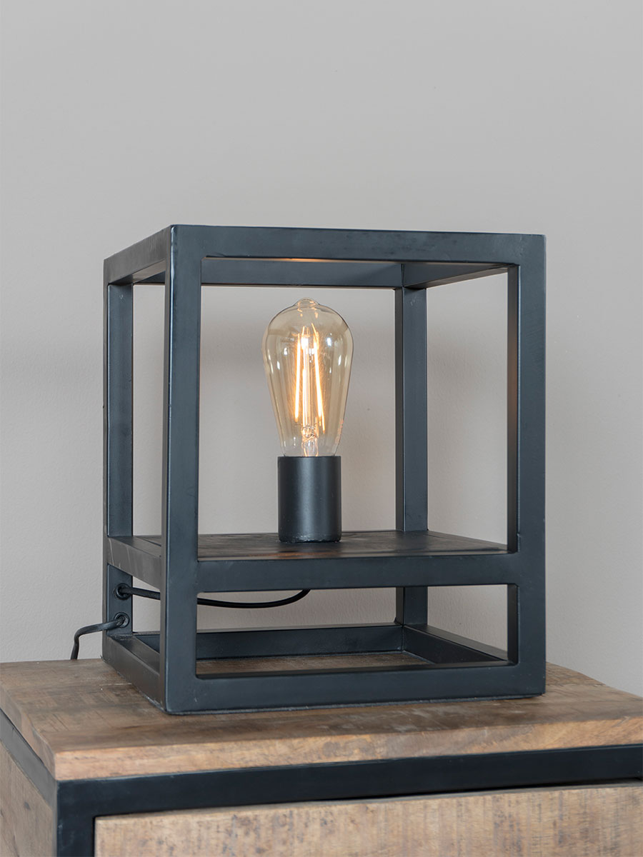 Tafellamp Vintage Zwart Mangohout