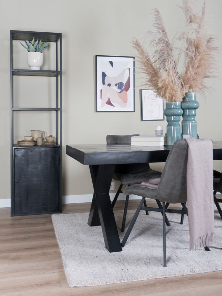 Eettafel Deks 240 cm - X-poot - Zwart Mangohout