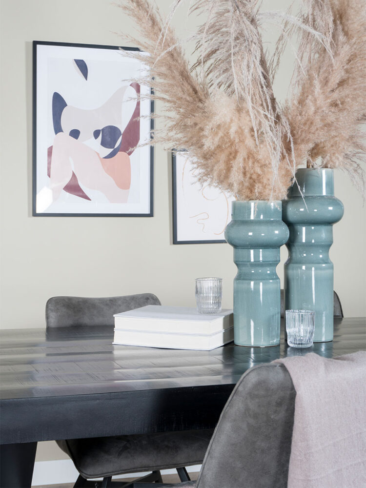 Eettafel Deks 180 cm - X-poot - Zwart Mangohout - Afbeelding 6