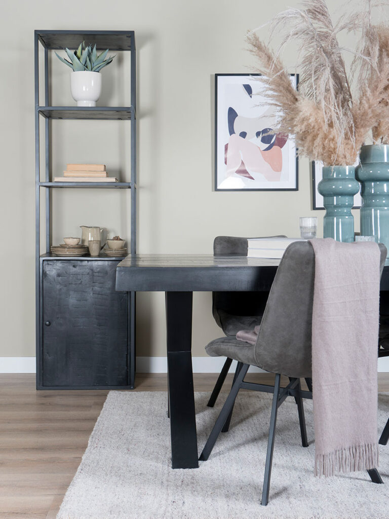 Eettafel Deks 240 cm - X-poot - Zwart Mangohout