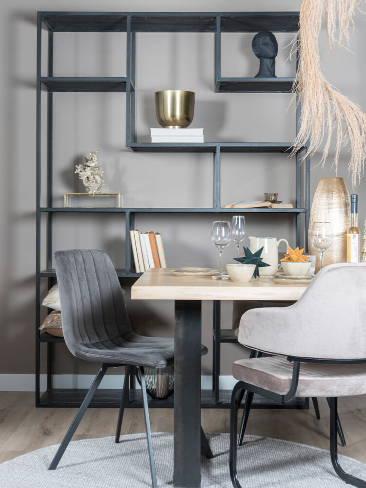 Vakkenkast Huub Zwart Mangohout 175 x 145 cm - Roomdivider