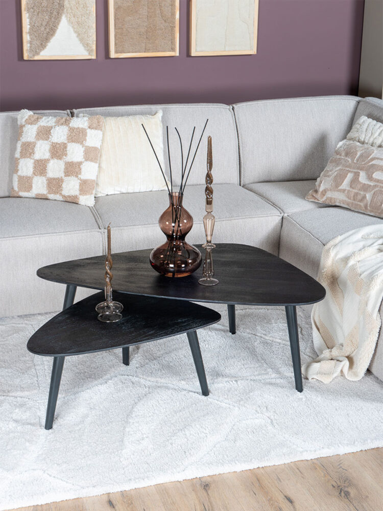 Salontafel Jamal - Zwart Mangohout - Set van 2