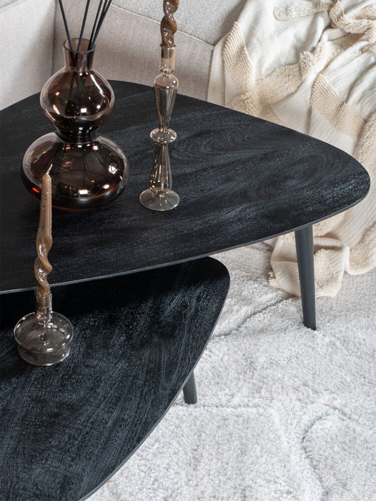 Salontafel Jamal - Zwart Mangohout - Set van 2