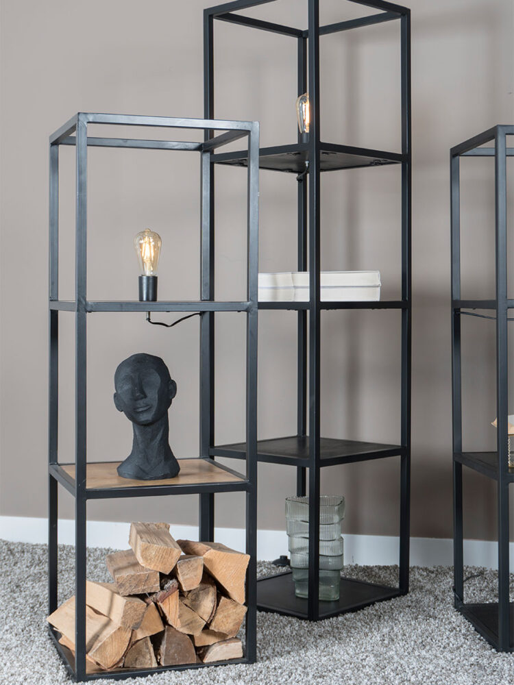 Vloerlamp Vintage Zwart Mangohout 120 cm