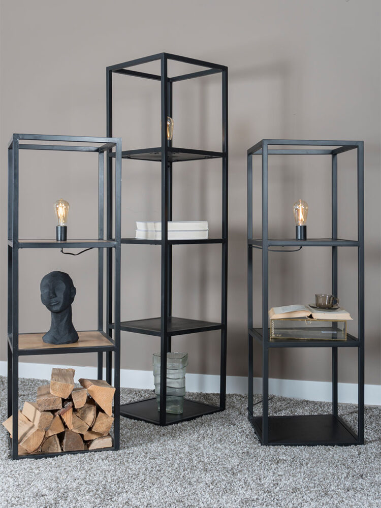 Vloerlamp Vintage Zwart Mangohout 120 cm