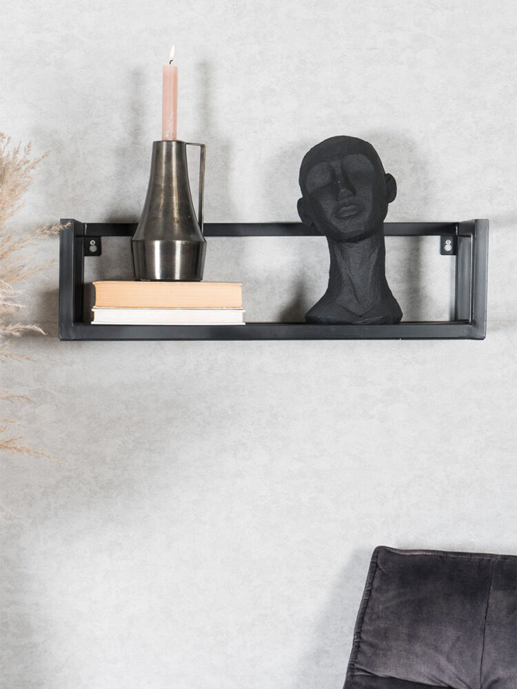 Wandplank Vintage Zwart Mangohout - Set van 3 Klein
