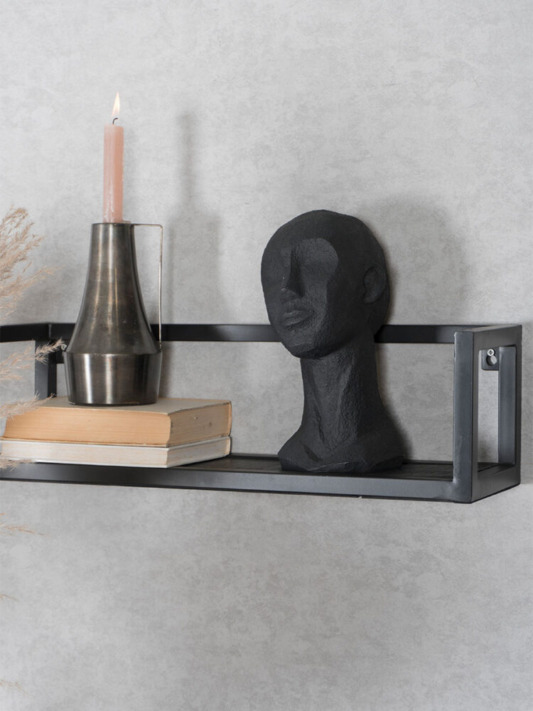 Wandplank Vintage Zwart Mangohout - Set van 3 Groot