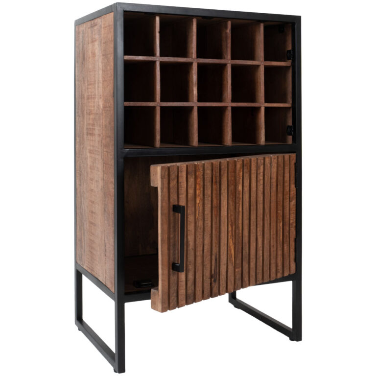 Wijnkast Loek 90 x 55 cm - Bruin Mangohout