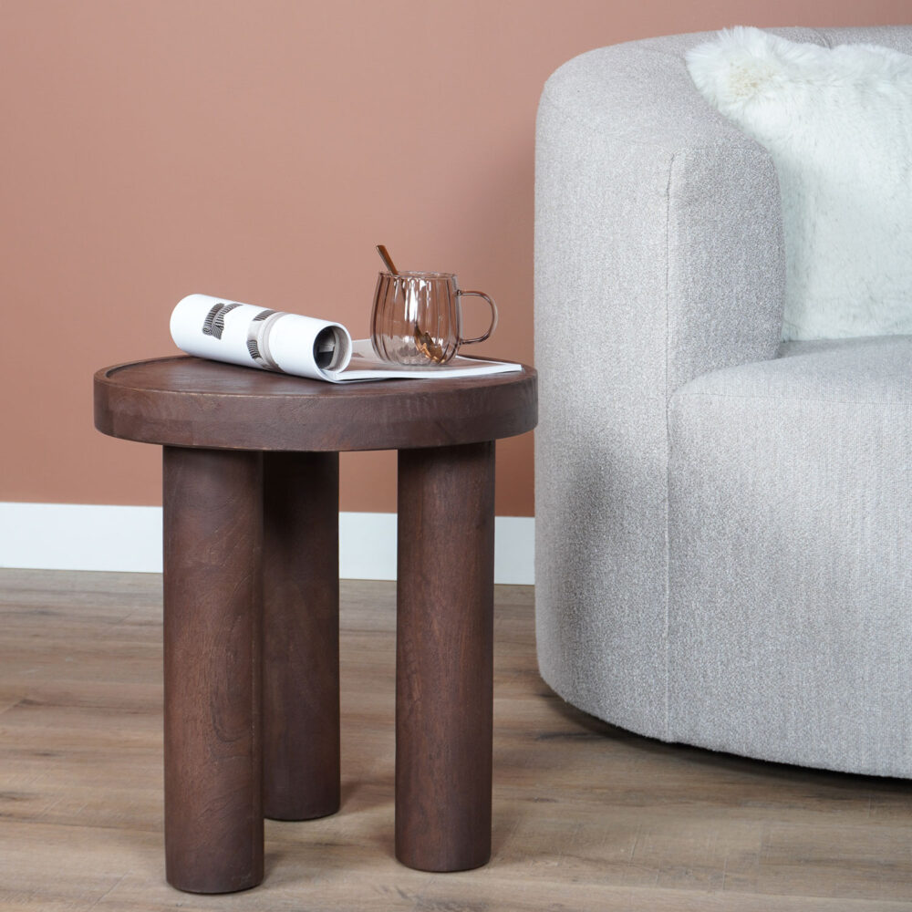 Bijzettafel Tias ø42 cm - Espresso Mangohout