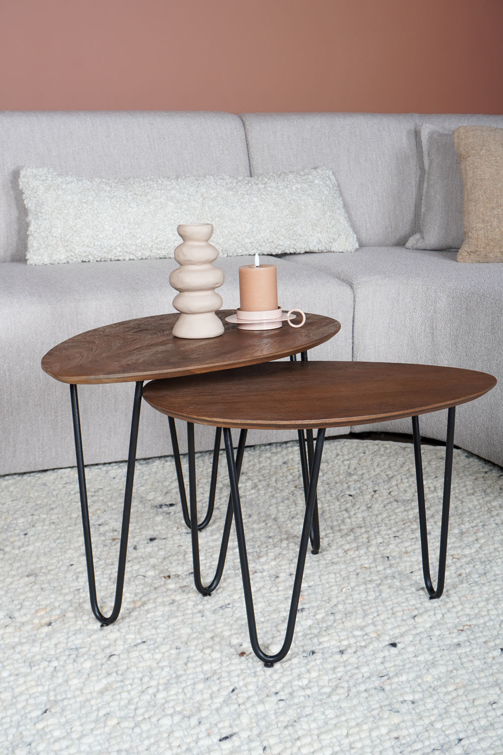 Salontafel Fabio - Espresso Mangohout - Set van 2
