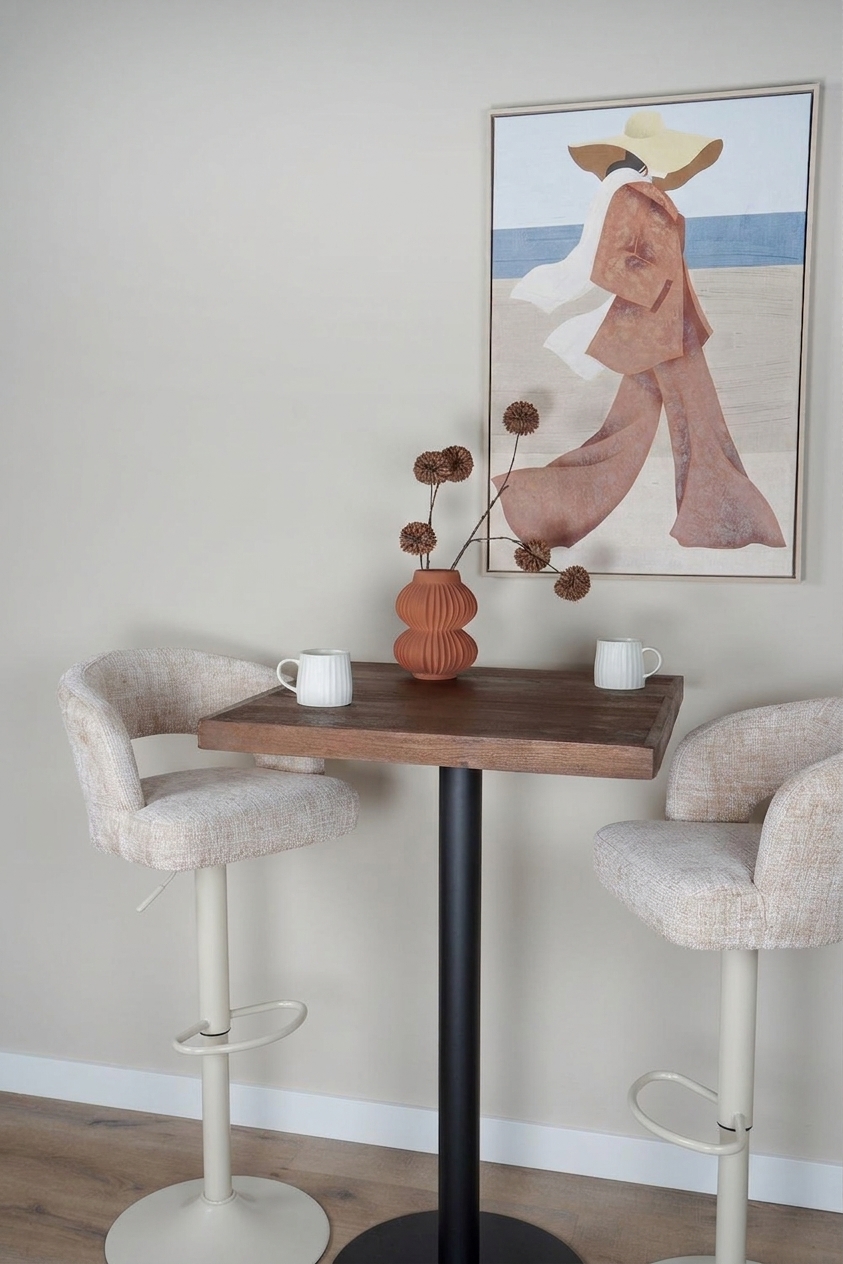 Barkruk Vince Beige - Beige onderstel