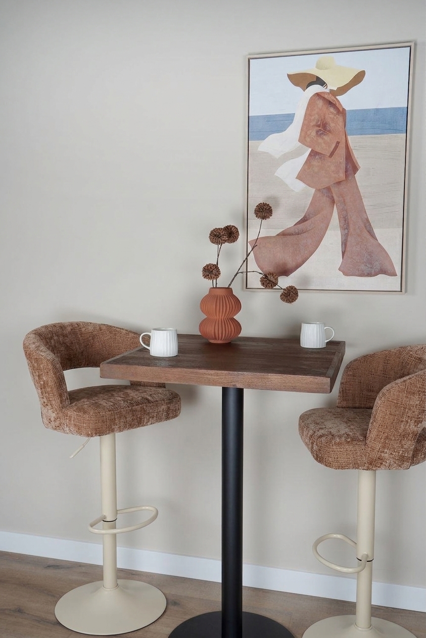 Barkruk Vince Brown - Beige onderstel