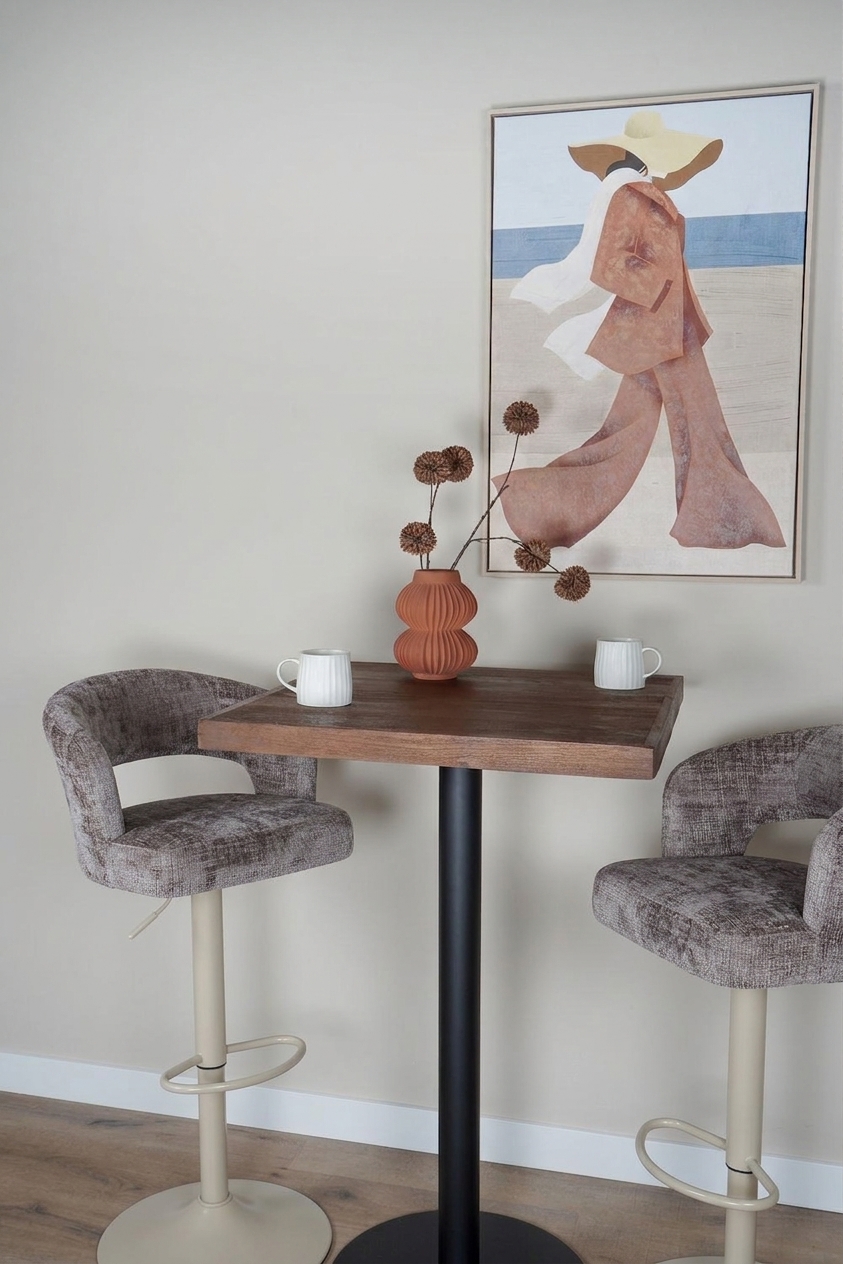 Barkruk Vince Taupe - Beige onderstel