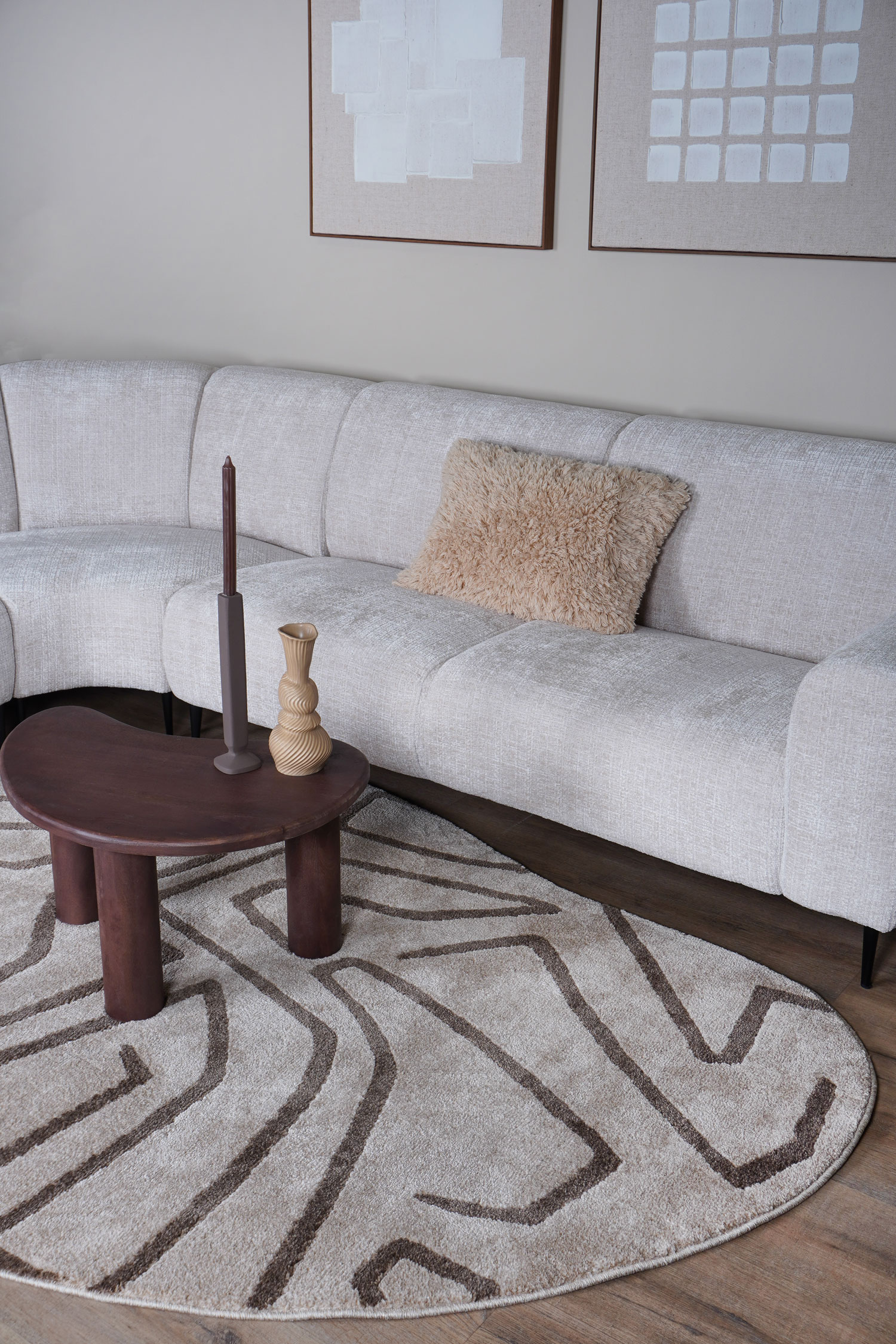 Vloerkleed Labyrint Beige - Organisch 200 x 280 cm