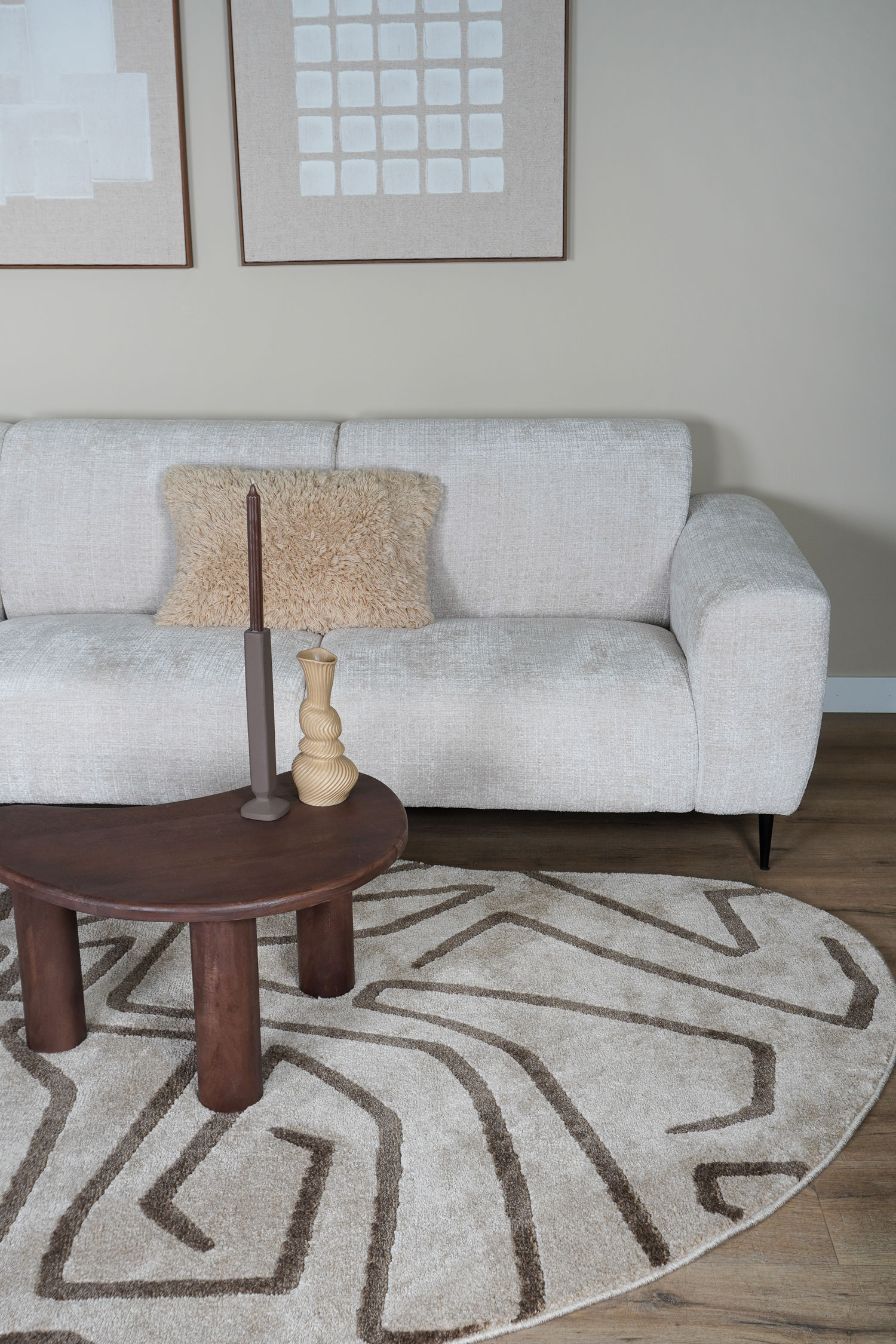 Vloerkleed Labyrint Beige - Organisch 200 x 280 cm