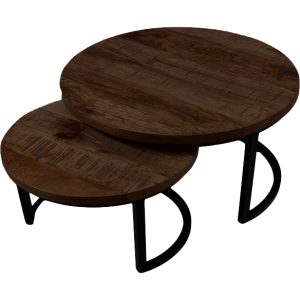 Salontafel Bart - Set van 2 - Espresso Mangohout