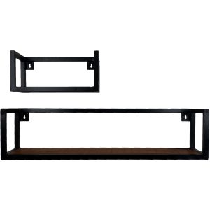 Wandplank Vintage Espresso Mangohout - Set van 2 Klein